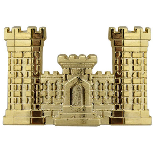 Army Officer Branch of Service Collar Device: Engineer - 22k gold plated