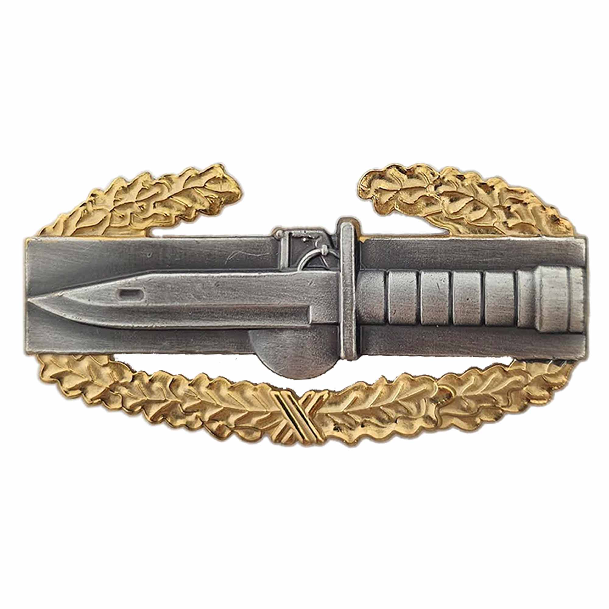 Army Badge: Master Combat Action First Award - regulation size, silver oxidized