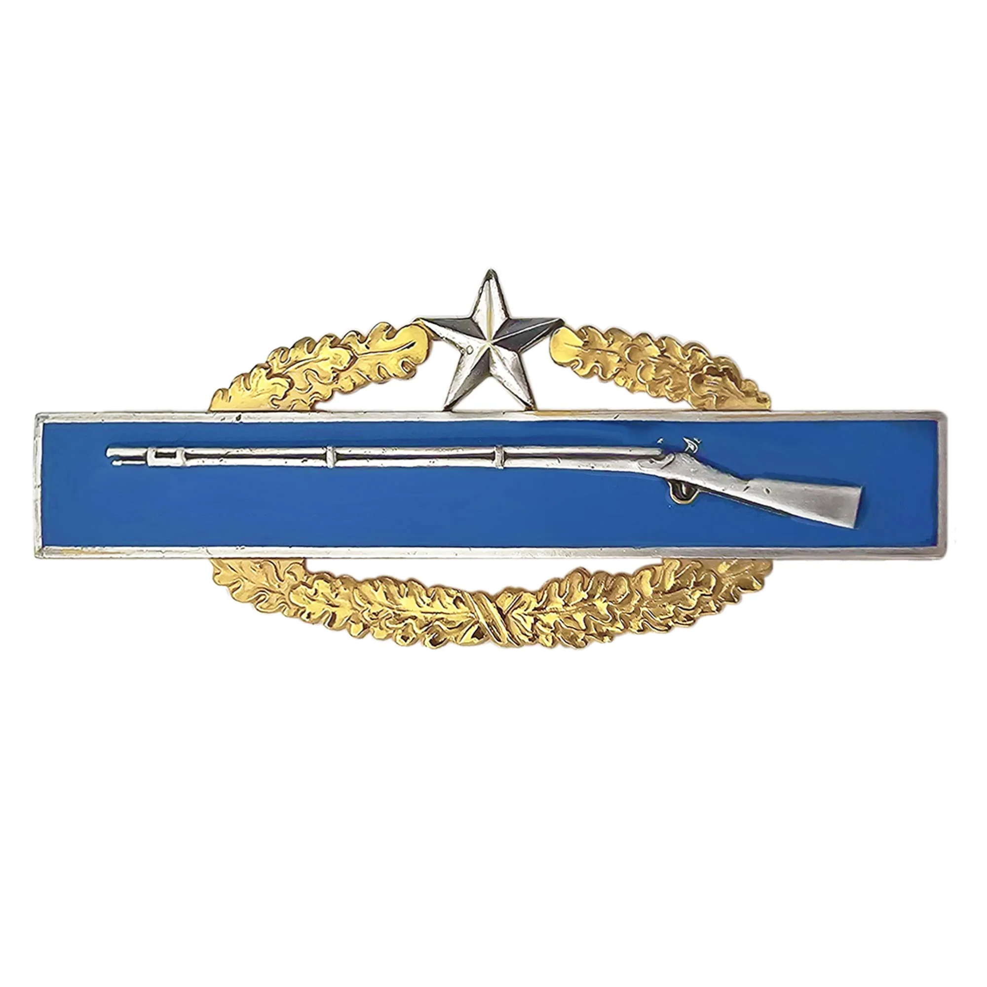 Army Badge: Master Combat Infantry Second Award - miniature blouse size, silver oxidized