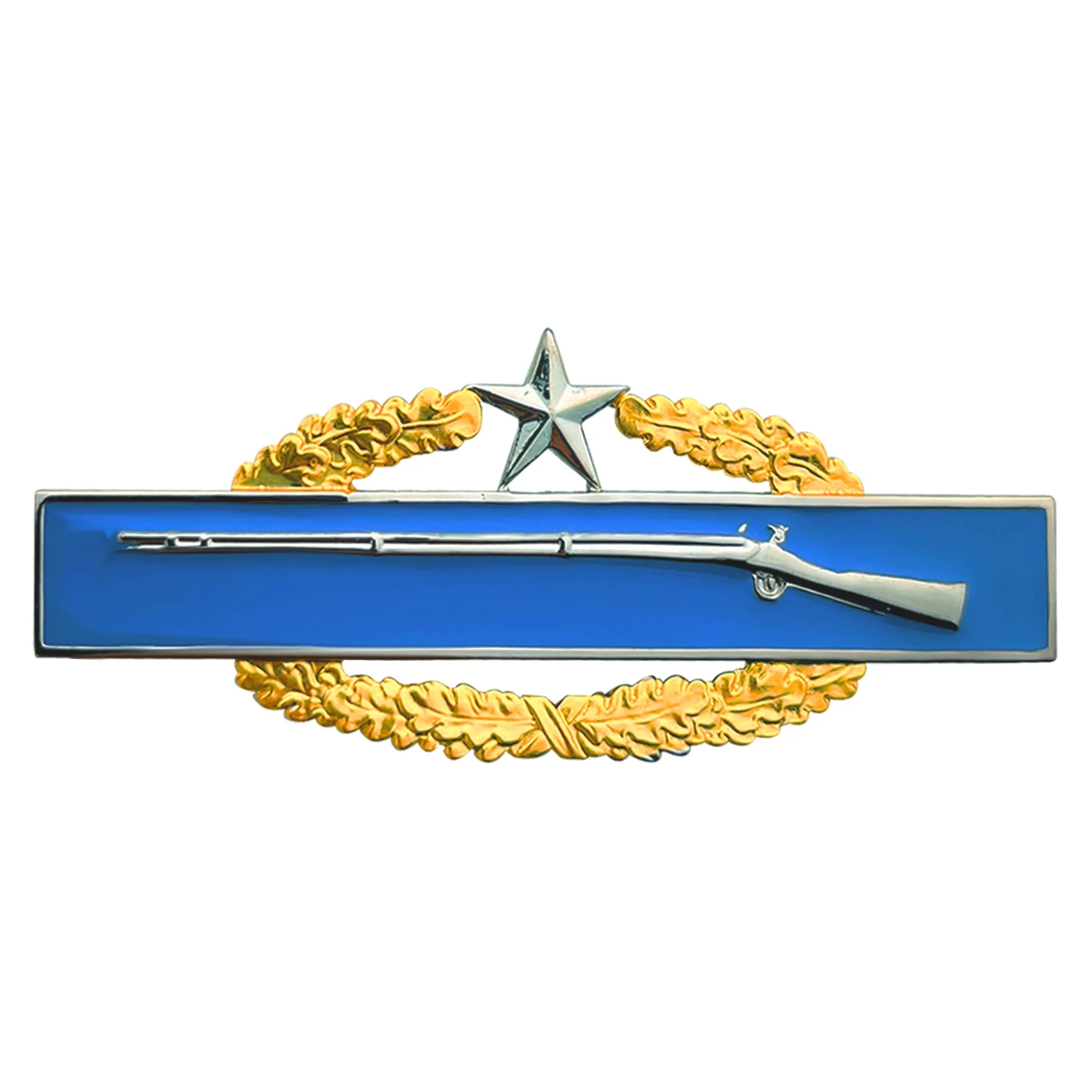 Army Badge: Master Combat Infantry Second Award - regulation size, mirror finish with gold wreath