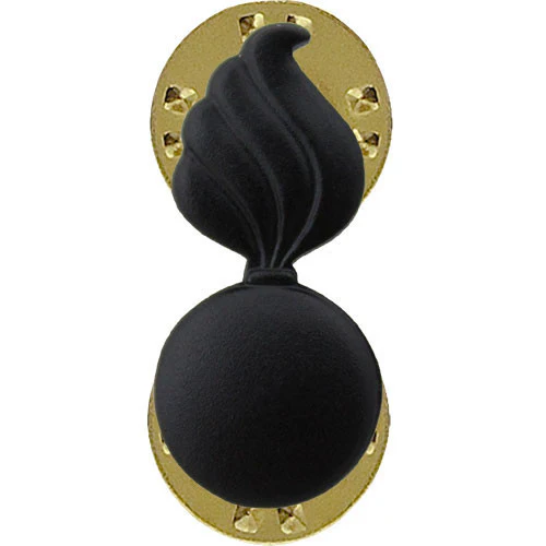 Army Officer Collar Device: Ordnance - black metal