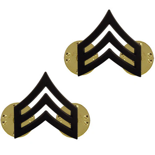 Army Chevron: Sergeant (SGT) - black metal