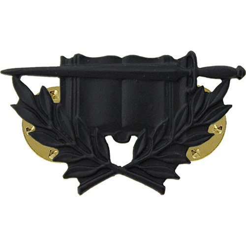 Army Officer Collar Device: Staff Specialist - black metal