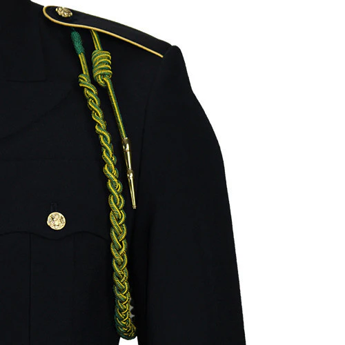 Army Fourragere (Lanyard): French WWII - green and gold with polish brass tip