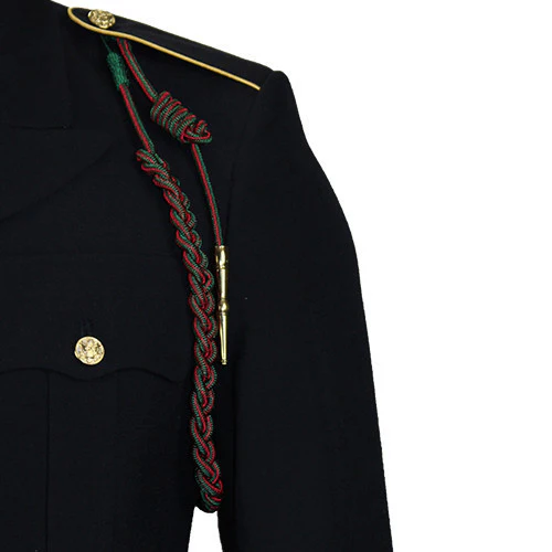 Army Fourragere (Lanyard): French WWII - green and red with polish brass tip
