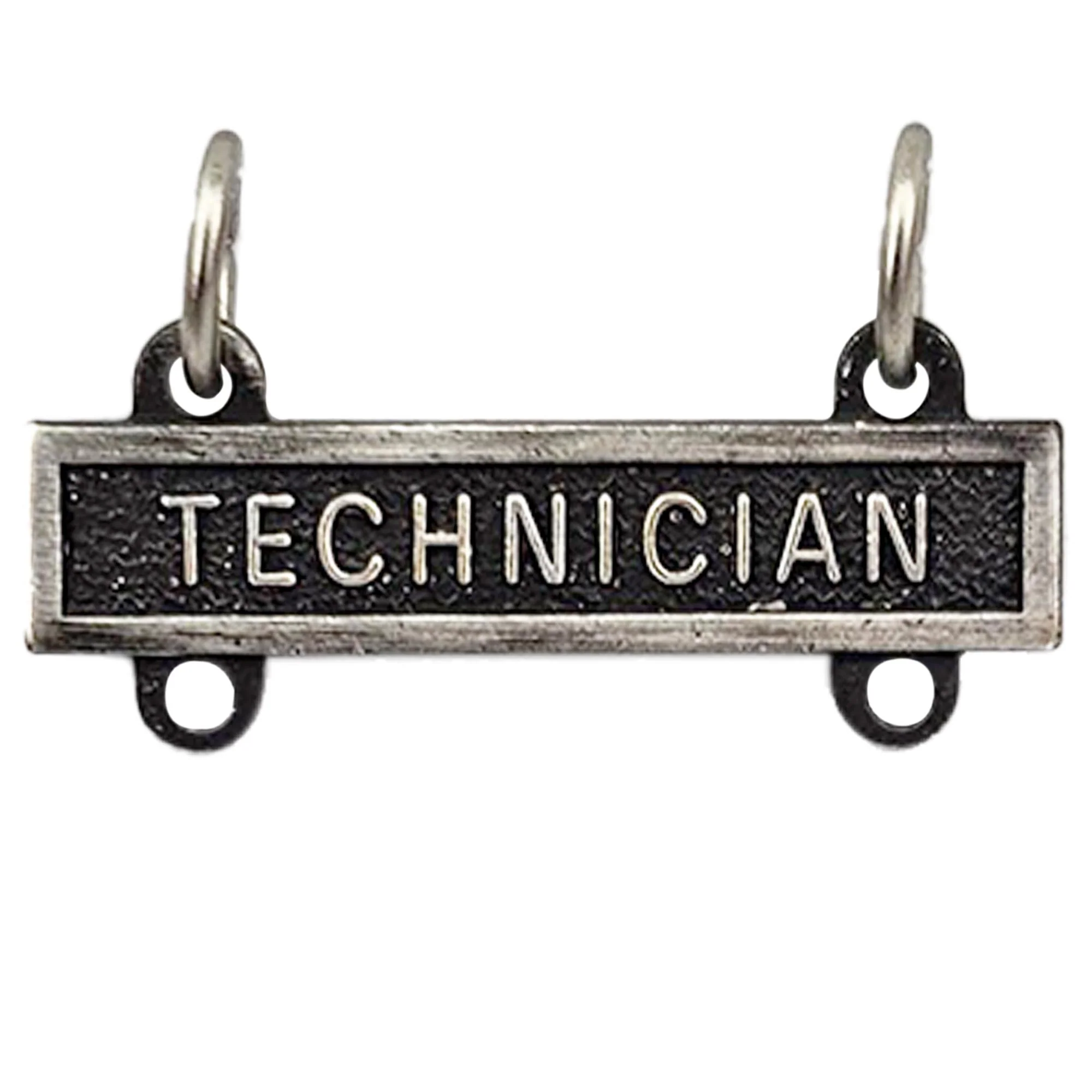 Army Qualification Bar: Technician - silver oxidized finish
