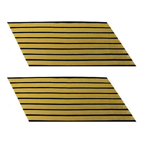 Army Service Stripe: Gold Embroidered on Blue - female, set of 8