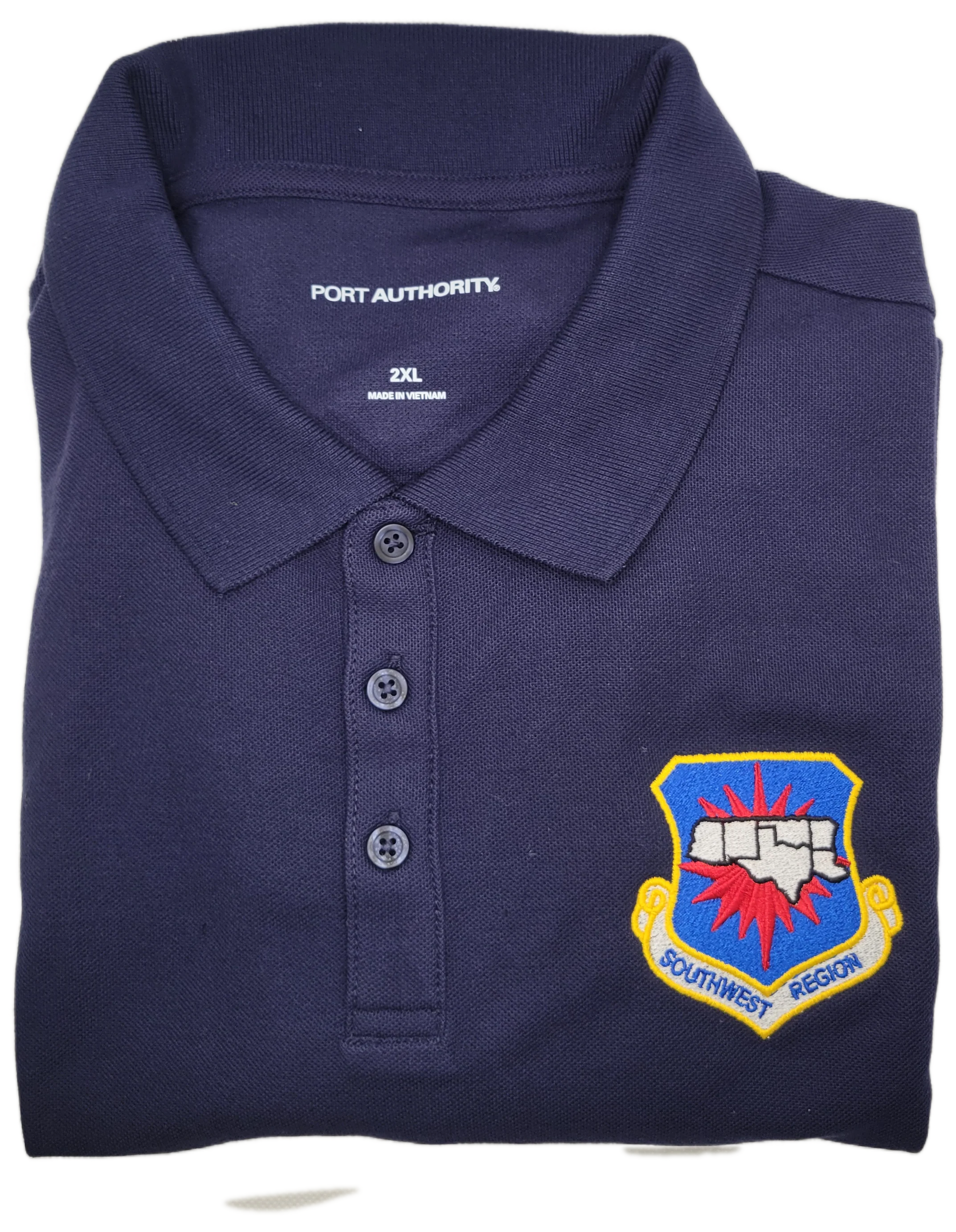 Civil Air Patrol Leisure Shirt: Polo (Navy Blue) with Wing/Region Emb Male - Image 15