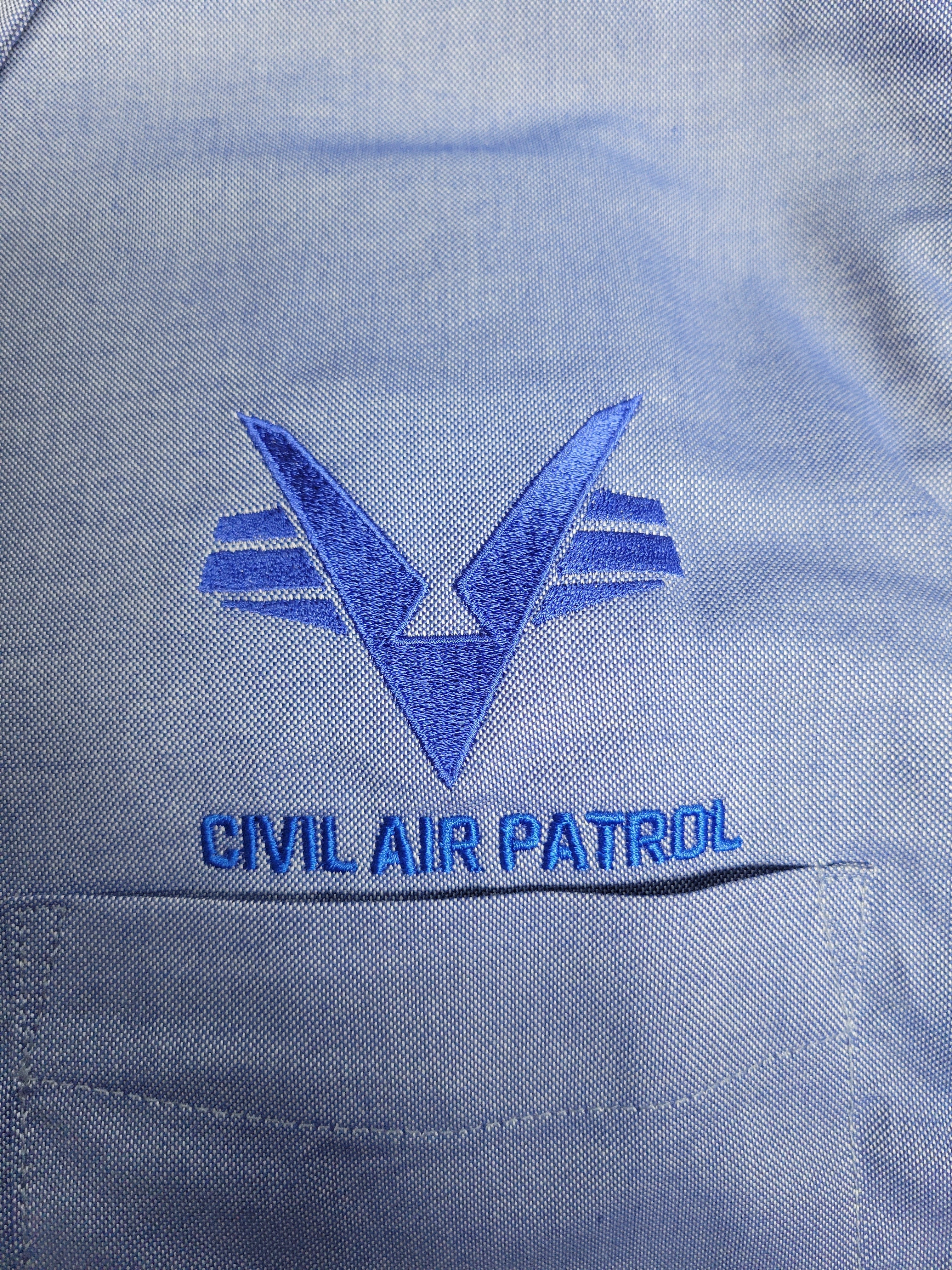 Civil Air Patrol Leisure Shirt: Male Long Sleeve (Oxford Blue) with/Flying V - Image 2