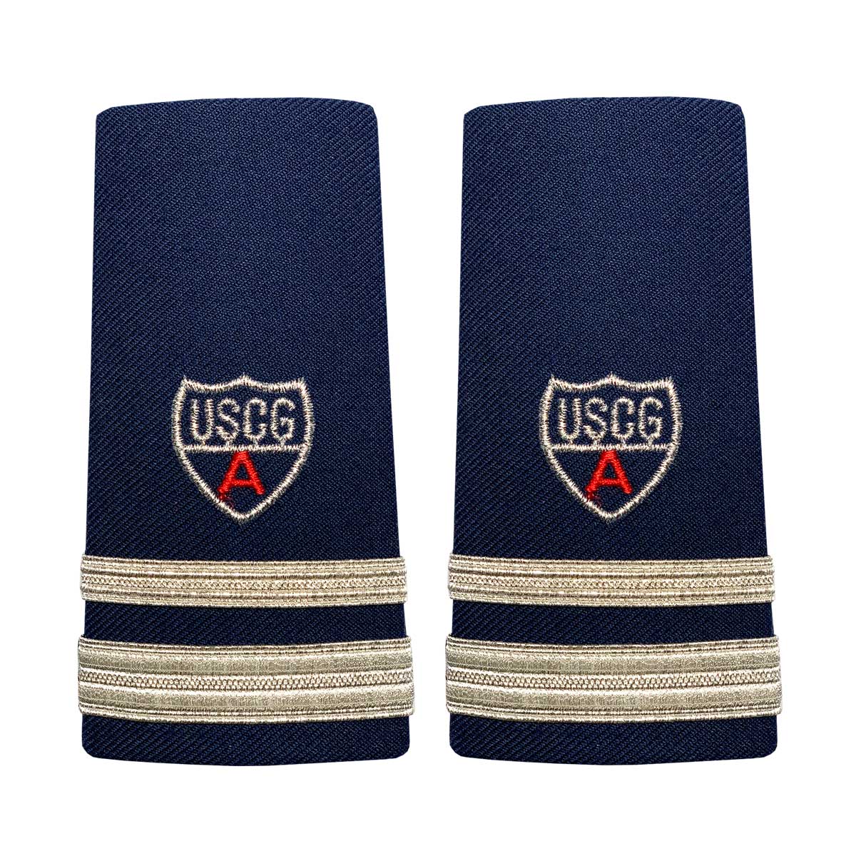 Coast Guard Auxiliary Hard Shoulder Board: SO (1 1/2" Stripes & Red A)