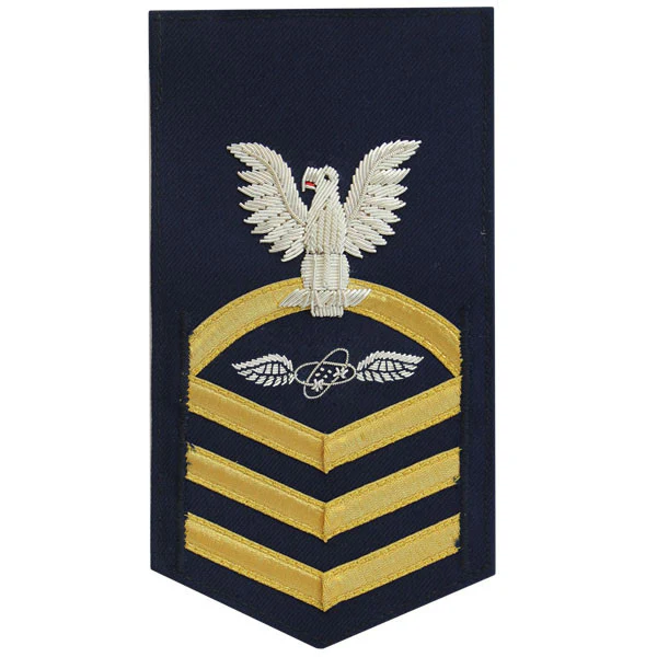 Coast Guard E7 Rating Badge: Avionics Electrical Technician - blue