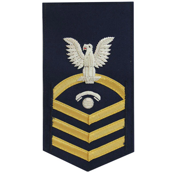 Coast Guard E7 Rating Badge: Information Specialist "IT" - blue