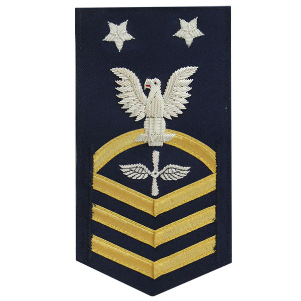 Coast Guard E9 Rating Badge: Aviation Maintenance Technician "AMT" - blue