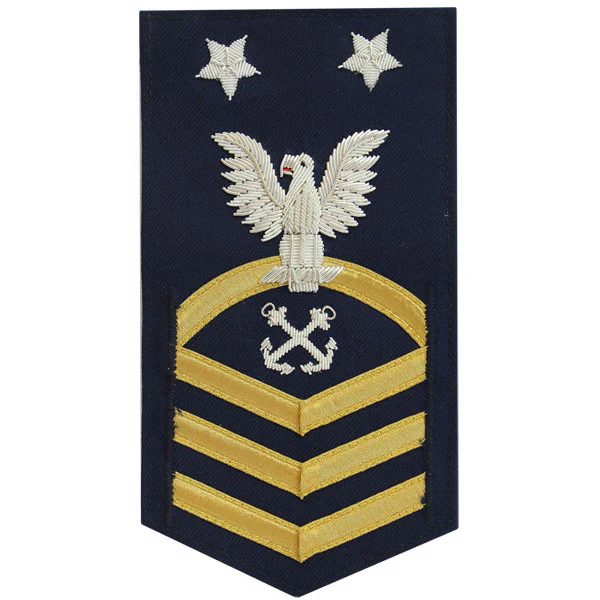 Coast Guard E9 Rating Badge: Boatswain Mate "BM" - blue