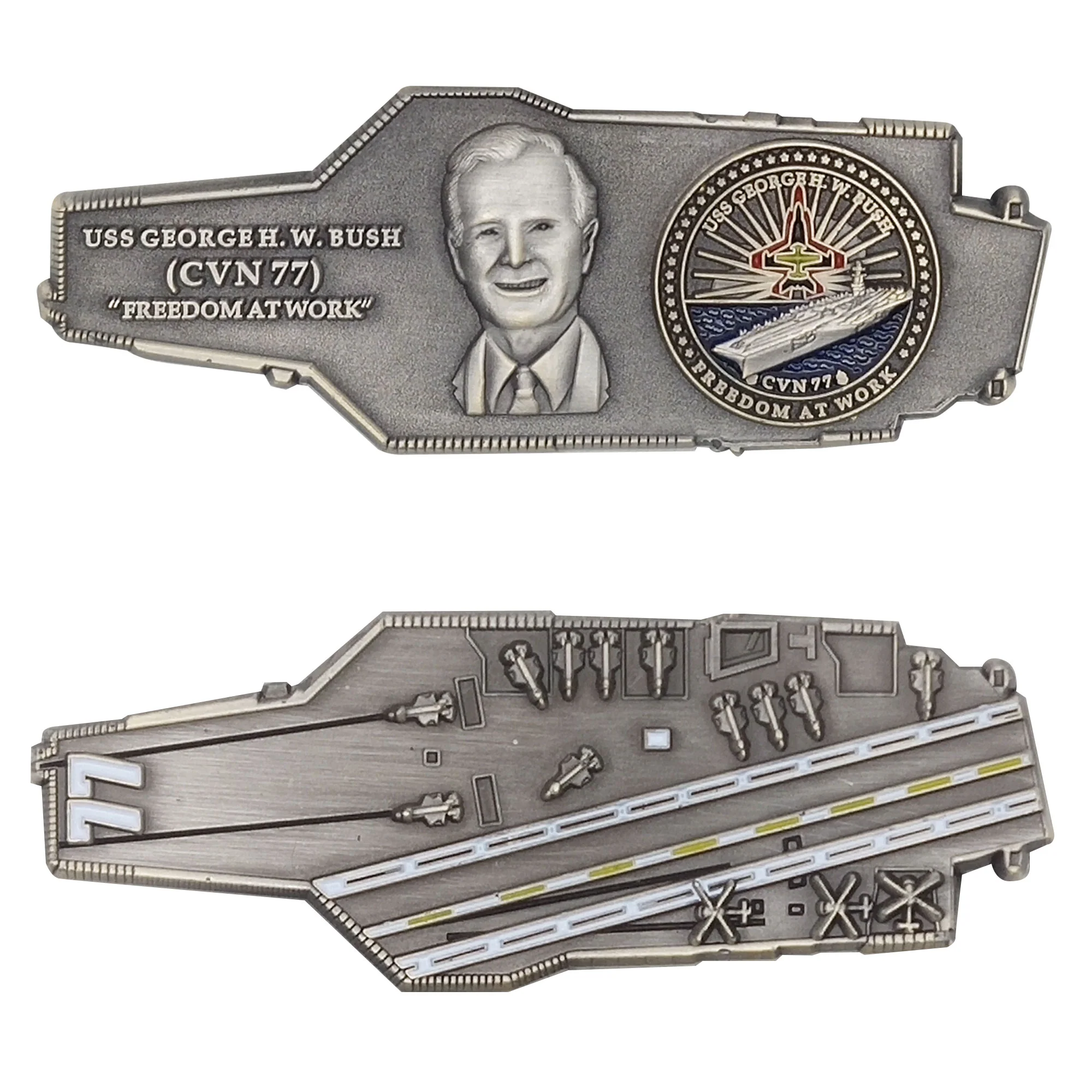Coin: 3" USS George H. W. Bush CVN-77 - Carrier Shape