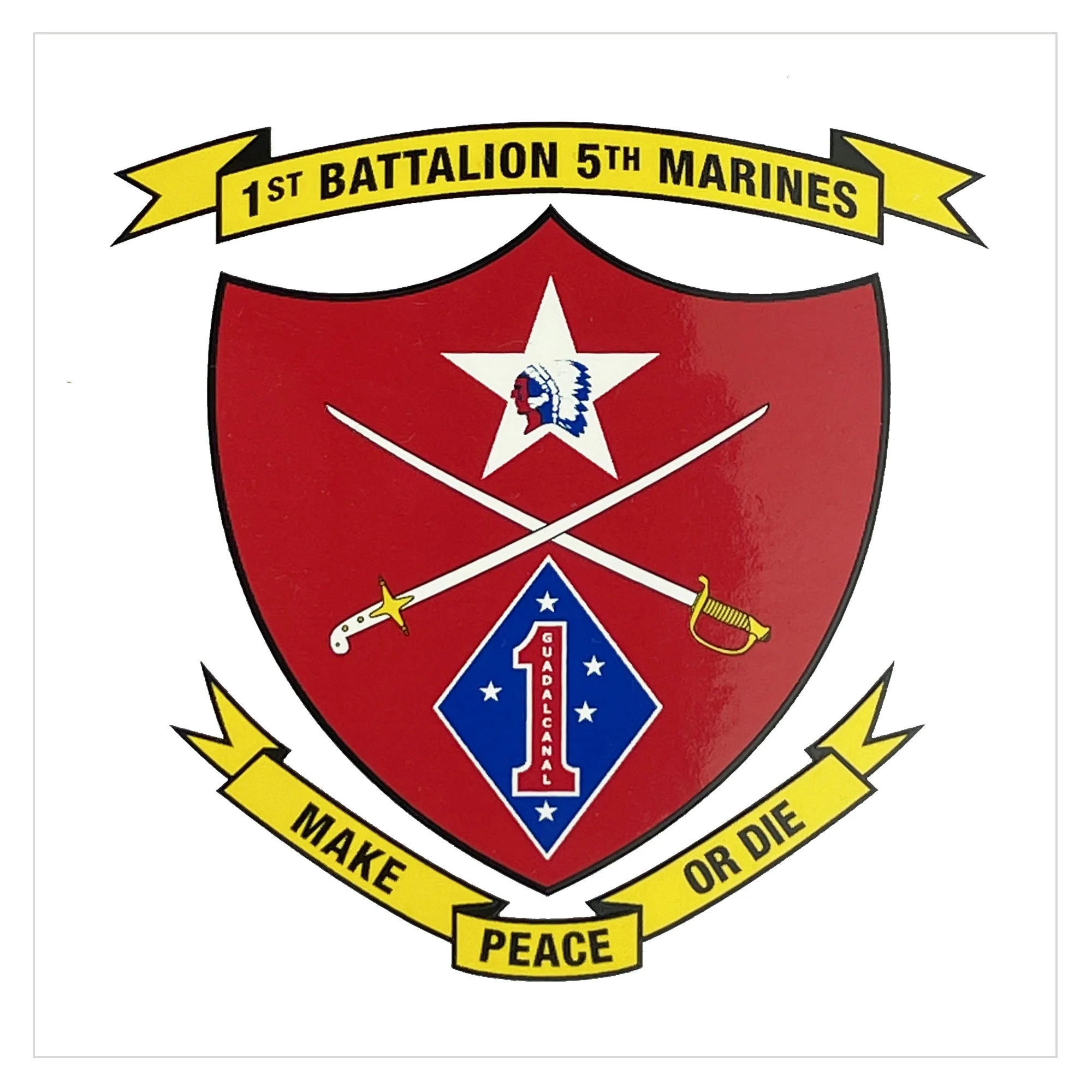 Decal: Marine Corps 1st Battalion 5th Marine Regiment - Make Peace or Die