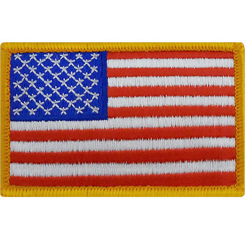 Flag Patch: United States of America - 2 by 3 inches gold merrowed edge
