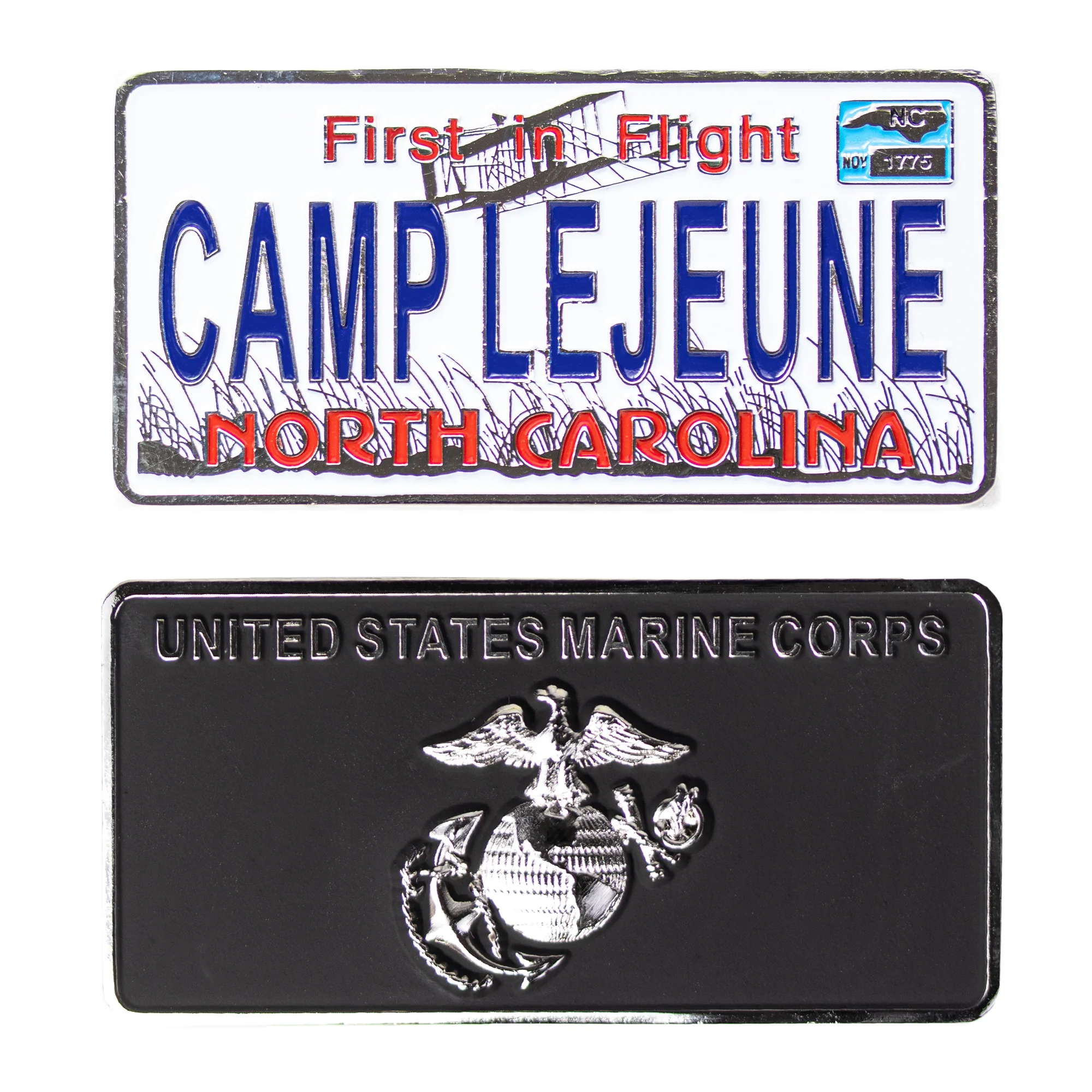 Marine Corps Coin: 1.25" License Plate Camp LeJeune