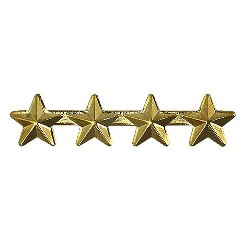 NO PRONG Ribbon Attachments: Four Stars Mounted on a Bar - 5/16 inch stars, gold