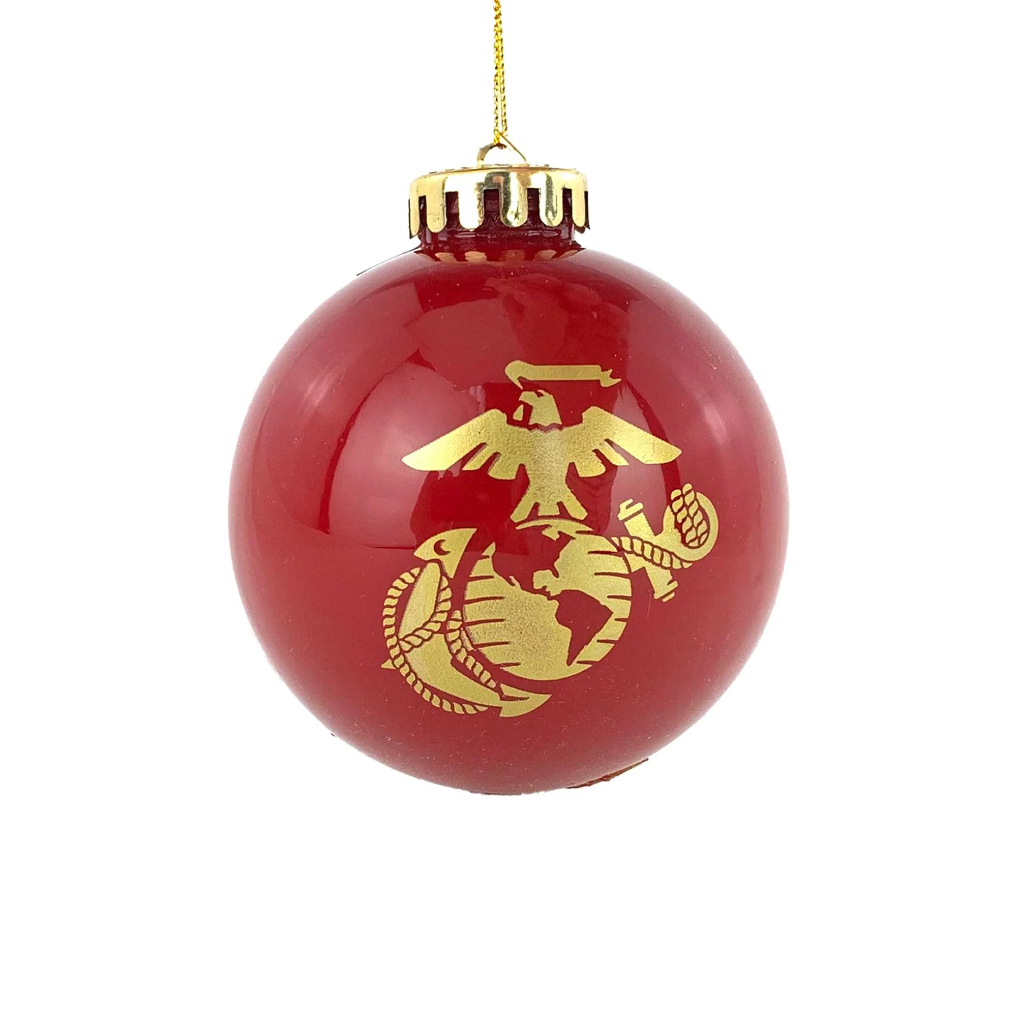 Ornament 3 1/2" - Red with Gold USMC Eagle Globe and Anchor