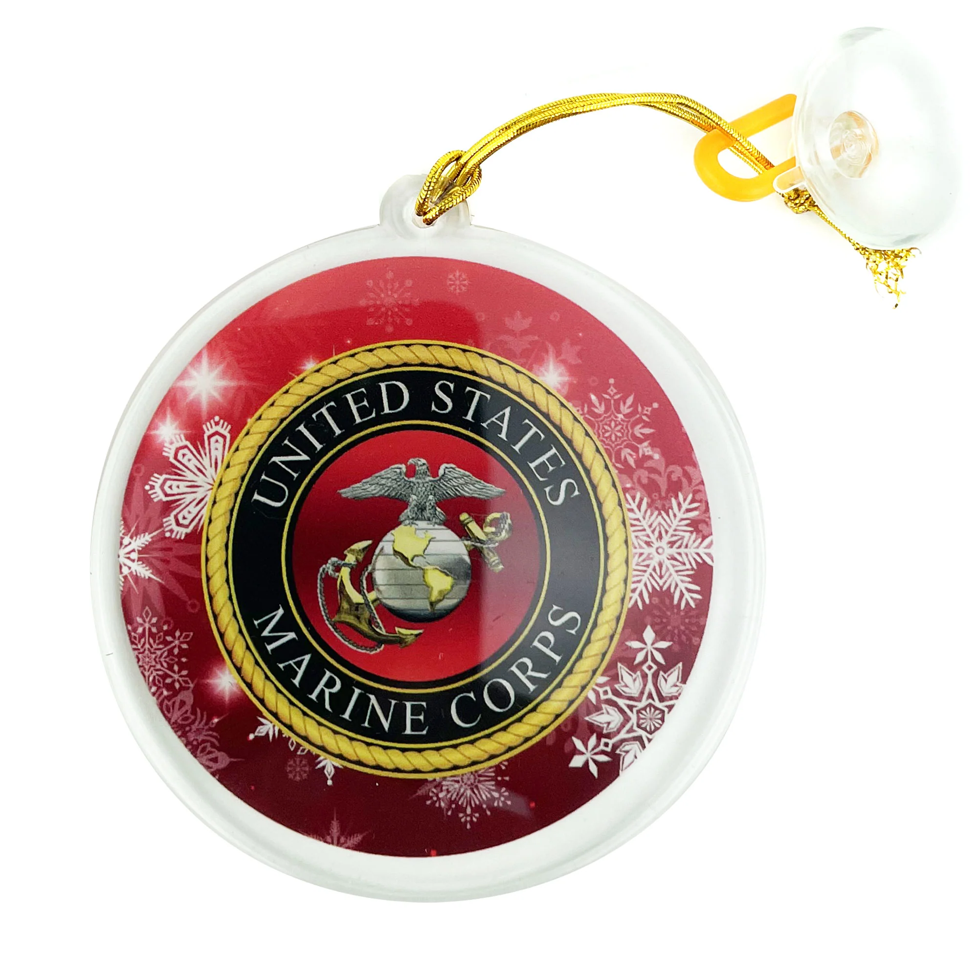 Ornament 3" Round Acrylic -  with USMC Eagle Globe and Anchor