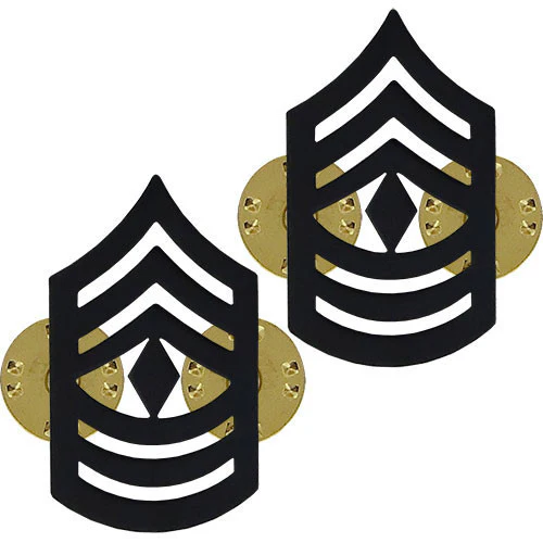 Marine Corps Chevron: First Sergeant - black metal, solid brass