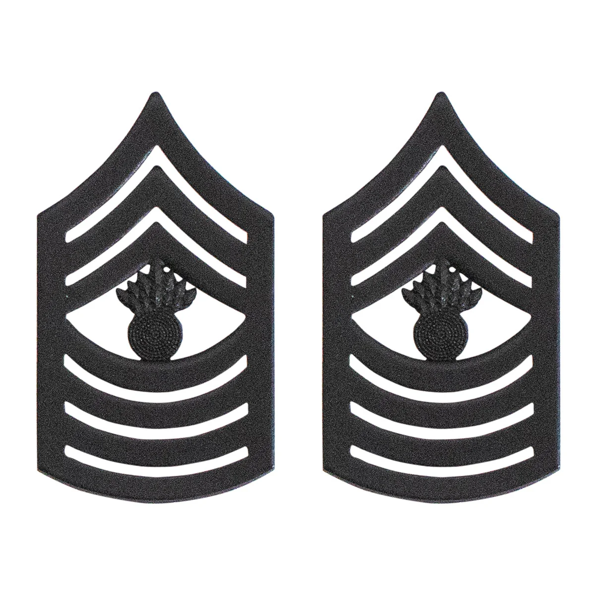 Marine Corps Chevron: Master Gunnery Sergeant - black metal, solid brass
