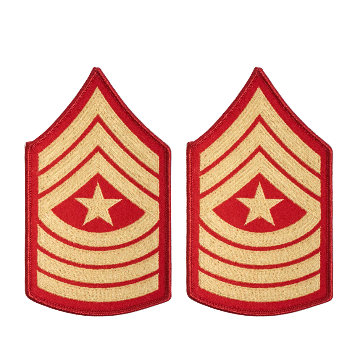Marine Corps Chevron: Sergeant Major - gold embroidered on red, female