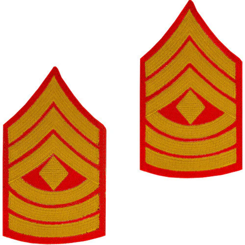 Marine Corps Chevron: First Sergeant - gold embroidered on red, male