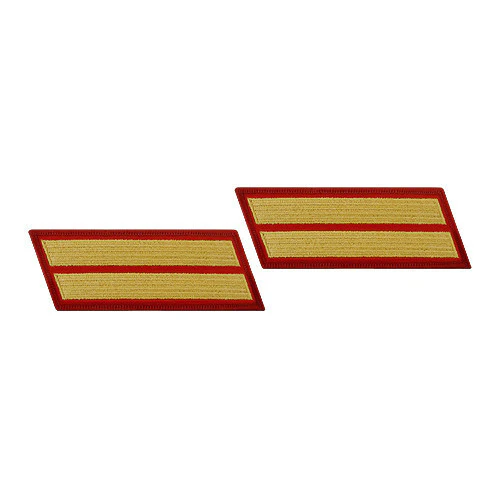 Marine Corps Service Stripe: Female - gold on red, set of 2