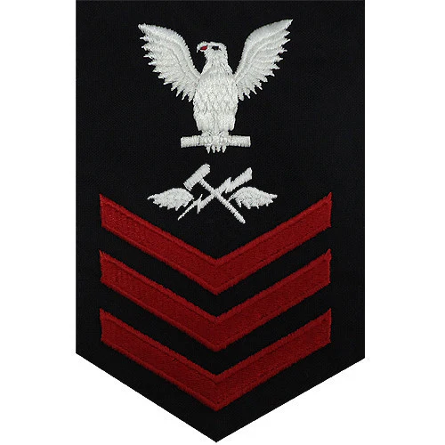 Navy E6 MALE Rating Badge: Aviation Support Equipment Technician - blue