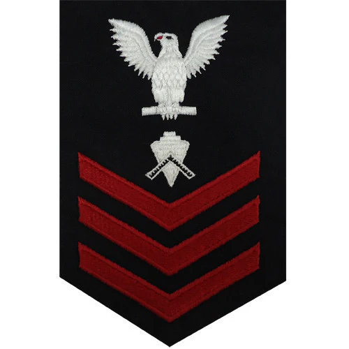 Navy E6 MALE Rating Badge: Builder - blue