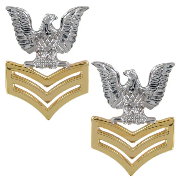 Navy Metal Coat Epaulet Device: E6 Petty Officer: Good Conduct