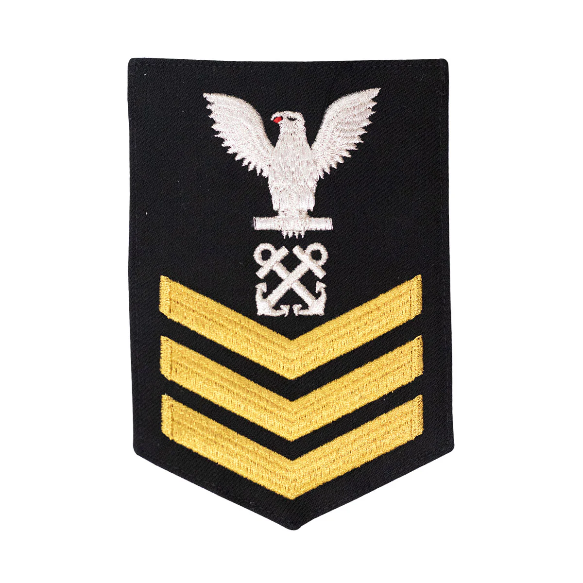 Navy E6 MALE Rating Badge: Boatswain's Mate - red chevrons on blue serge - Image 2