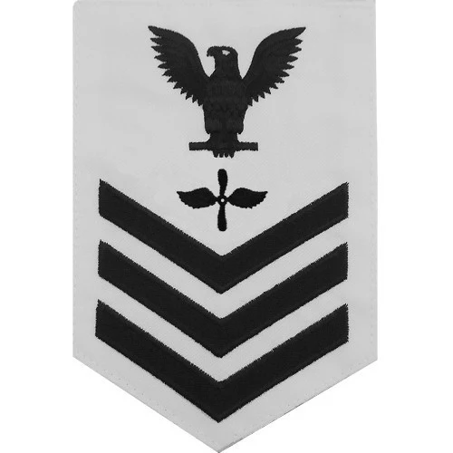Navy E6 MALE Rating Badge: Aviation Machinist's Mate - white