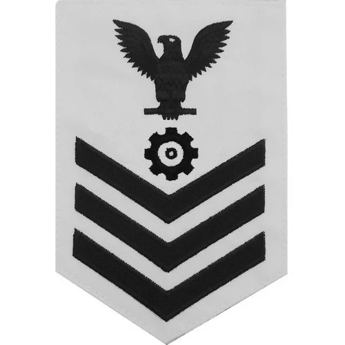 Navy E6 MALE Rating Badge: Engineman - white