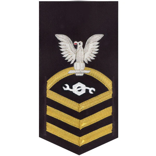 Navy E7 MALE Rating Badge: Construction Mechanic - vanchief on blue