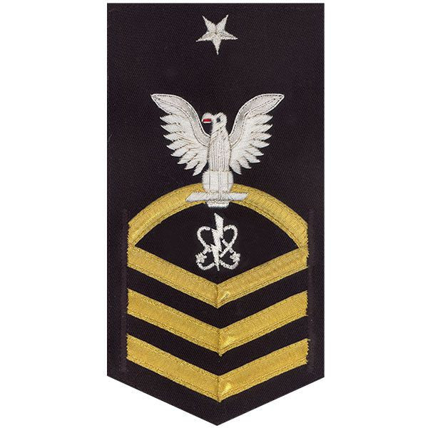 Navy E8 MALE Rating Badge: Electronics Warfare Technician - vanchief on blue
