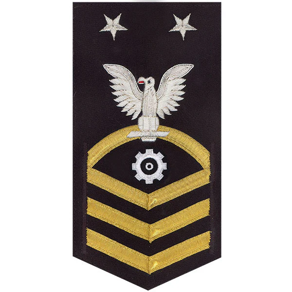 Navy E9 MALE Rating Badge: Engineman - vanchief on blue