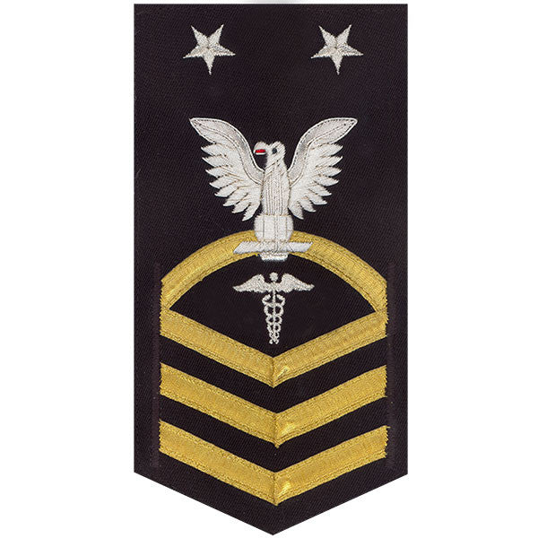 Navy E9 MALE Rating Badge: Hospital Corpsman - vanchief on blue