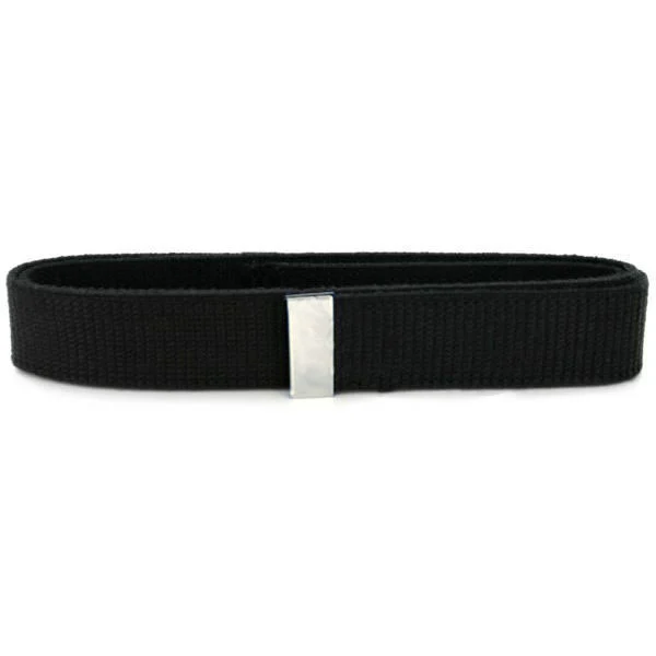 Navy Belt: Black Cotton with Silver Mirror Tip - female