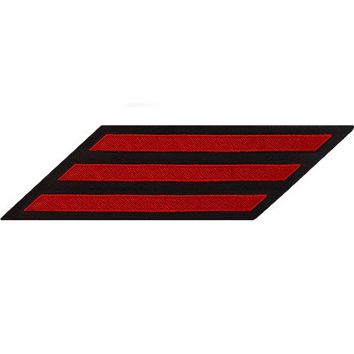 Navy Enlisted Male Hash Marks: Red Embroidered on Blue Serge - set of 3