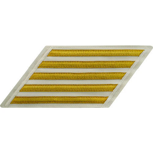 Navy CPO Hash Marks: Gold Lace on White - set of 5