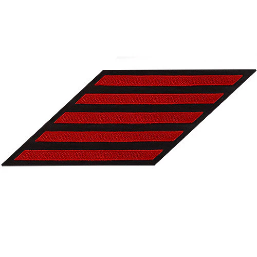 Navy Enlisted Male Hash Marks: Red Embroidered on Blue Serge - set of 5
