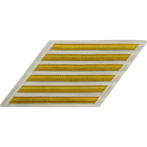 Navy CPO Hash Marks: Gold Lace on White - set of 6