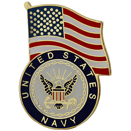 Navy Lapel Pin: United States Flag with Navy Emblem