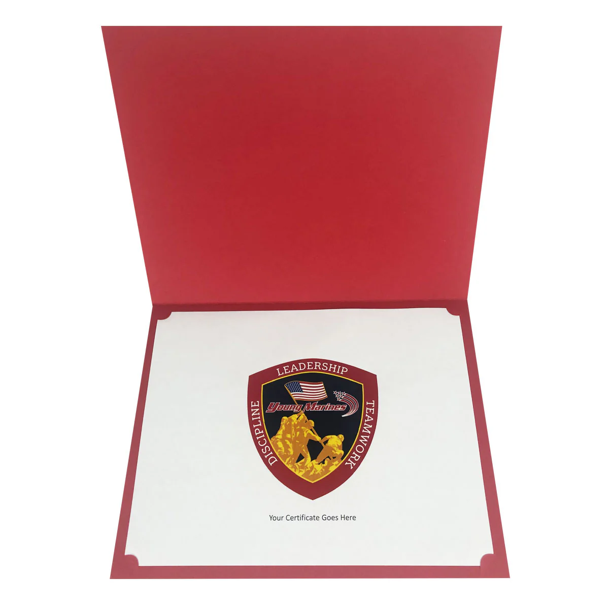 Young Marines - 8-1/2" x 11" Red Certificate Folder with Young Marines Logo - Image 2